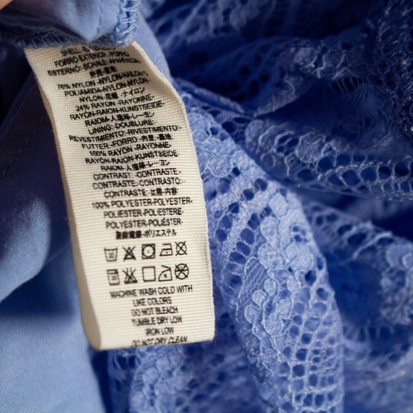 FREE PEOPLE BLUE LACE MINI DRESS WITH HIGH NECK 0 - Picture 5 of 6